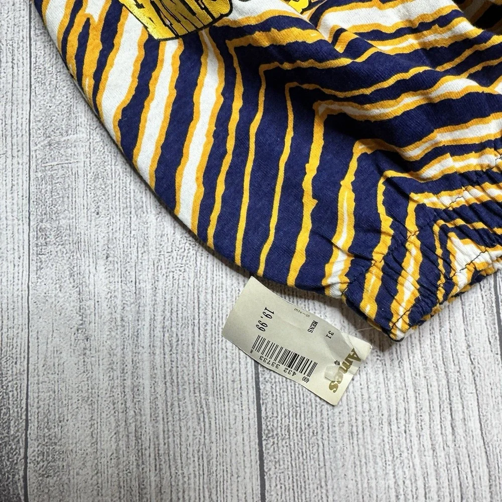 Boxer Rebellion Vintage Comfort Pants Mens Small Blue Gold Tiger Stripe WVU‎ NWT